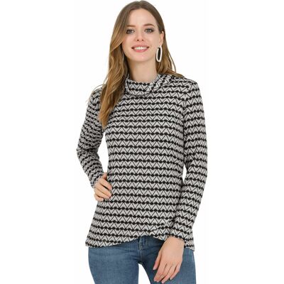 Allegra K Femme Chemisier Tricot À Imprimé Floral À Manches Longues Col Corbeau - Publicité Allegra K Femme Chemisier Tricot À Imprimé Floral À Manches Longues Col Corbeau - Publicité