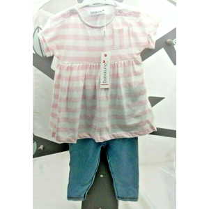 Babaluno Ensemble Top Rose Rayé Et Legging Bleu Bébé Fille 12-18 Mois - Publicité Babaluno Ensemble Top Rose Rayé Et Legging Bleu Bébé Fille 12-18 Mois - Publicité