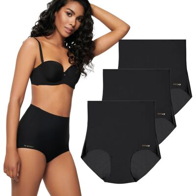 Lot De 3 Culottes Amincissantes Taille Haute, Sans Coutures, Noires Esotiq M - Publicité Lot De 3 Culottes Amincissantes Taille Haute, Sans Coutures, Noires Esotiq M - Publicité