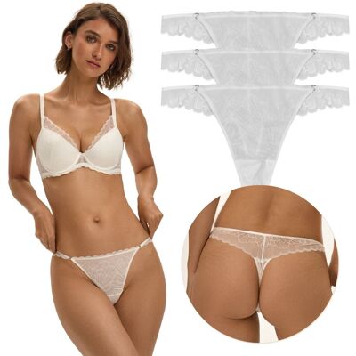 Lot De 3 Culottes String En Dentelle Transparente Esotiq Oprah Xl - Publicité Lot De 3 Culottes String En Dentelle Transparente Esotiq Oprah Xl - Publicité