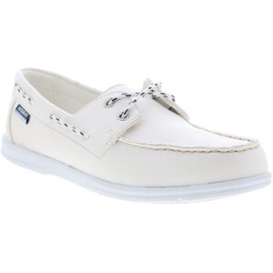 Sebago Jackman Chaussures Bateau Pour Hommes En Synthétique Blanc - Publicité Sebago Jackman Chaussures Bateau Pour Hommes En Synthétique Blanc - Publicité