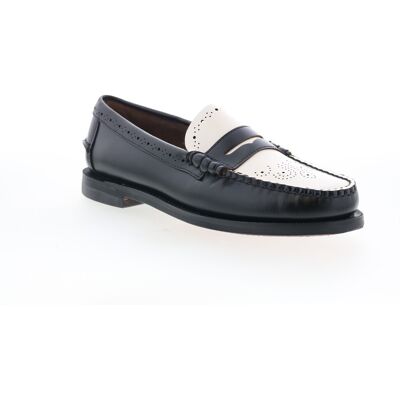 Sebago Dan Perf Loafer Pour Femmes En Cuir Noir - Publicité Sebago Dan Perf Loafer Pour Femmes En Cuir Noir - Publicité
