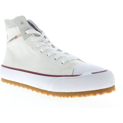 Diesel S-Principia Mid Baskets Pour Hommes En Toile Blanc - Publicité Diesel S-Principia Mid Baskets Pour Hommes En Toile Blanc - Publicité