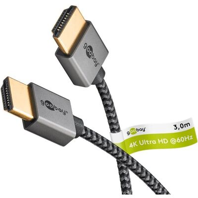 Câble HDMI Slim Ethernet Goobay Plus 4K - Publicité Câble HDMI Slim Ethernet Goobay Plus 4K - Publicité