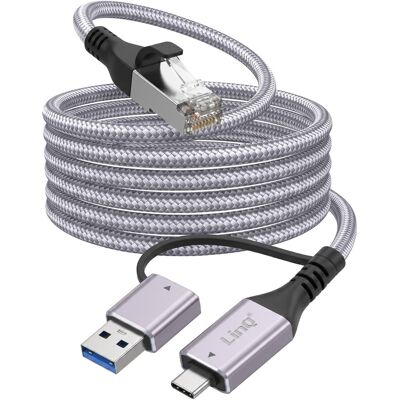 Linq Câble Ethernet Rj45 Vers Usb-C Et Usb 3.0 2m Connexion Réseau Haut-Débit - Publicité Linq Câble Ethernet Rj45 Vers Usb-C Et Usb 3.0 2m Connexion Réseau Haut-Débit - Publicité