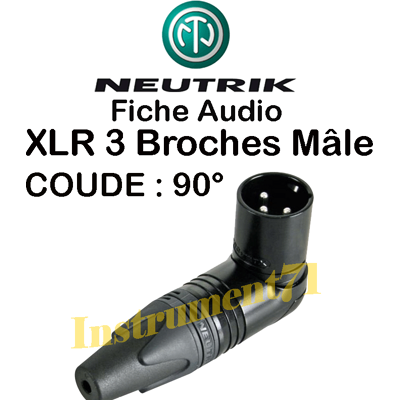 1 Fiche Xlr Mâle Noire 3 Broches Coudé 90° Contacts Argentés Neutrik - Publicité 1 Fiche Xlr Mâle Noire 3 Broches Coudé 90° Contacts Argentés Neutrik - Publicité