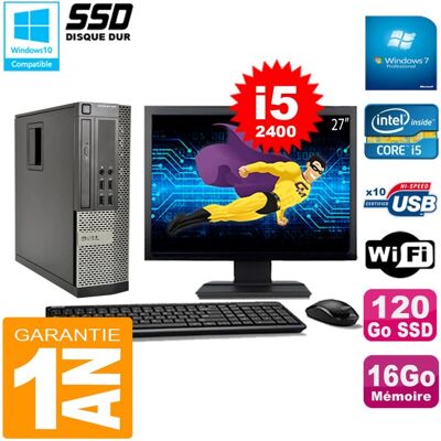 Pc Dell 990 Sff Core I5-2400 Ram 16go Disque 120go Ssd Graveur Wifi W7 Ecran 27\ - Publicité Pc Dell 990 Sff Core I5-2400 Ram 16go Disque 120go Ssd Graveur Wifi W7 Ecran 27\ - Publicité