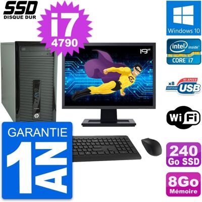 Pc Tour Hp Prodesk 400 G1 Ecran 19\" I7-4790 Ram 8go Ssd 240go Windows 10 Wifi - Publicité Pc Tour Hp Prodesk 400 G1 Ecran 19\" I7-4790 Ram 8go Ssd 240go Windows 10 Wifi - Publicité
