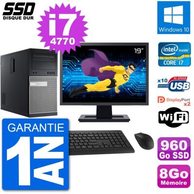 Pc Tour Dell 9020 Ecran 19\" Intel Core I7-4770 Ram 8go Ssd 960go Windows 10 Wifi - Publicité Pc Tour Dell 9020 Ecran 19\" Intel Core I7-4770 Ram 8go Ssd 960go Windows 10 Wifi - Publicité
