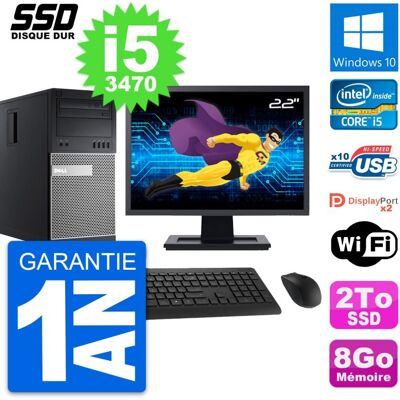 Pc Tour Dell 9010 Ecran 22\" Intel Core I5-3470 Ram 8go Ssd 2to Windows 10 Wifi - Publicité Pc Tour Dell 9010 Ecran 22\" Intel Core I5-3470 Ram 8go Ssd 2to Windows 10 Wifi - Publicité