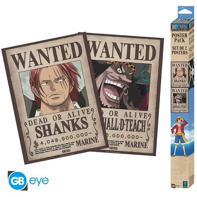 Gb Eye One Piece - Set 2 Posters Chibi 52x38 - Wanted Shanks Et Barbe Noire - Publicité Gb Eye One Piece - Set 2 Posters Chibi 52x38 - Wanted Shanks Et Barbe Noire - Publicité