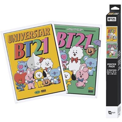 Gb Eye Bt21 - Set 2 Affiches Chibi 52x38 - Bt21 Vintage Univertar 2 - Publicité Gb Eye Bt21 - Set 2 Affiches Chibi 52x38 - Bt21 Vintage Univertar 2 - Publicité