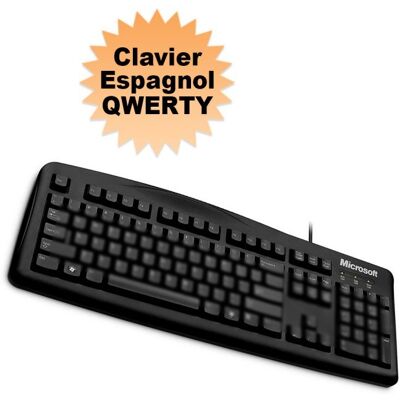 Clavier Pc Microsoft Wired 200 1406 Qwerty Espagnol Usb Noir Neuf - Publicité Clavier Pc Microsoft Wired 200 1406 Qwerty Espagnol Usb Noir Neuf - Publicité