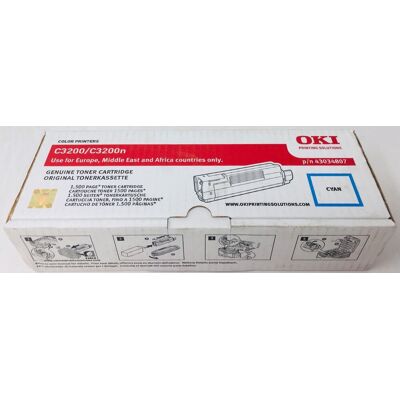 43034807 Toner Original Cyan Pour Oki C3200/c3200n (1.500 Pg ) - Publicité 43034807 Toner Original Cyan Pour Oki C3200/c3200n (1.500 Pg ) - Publicité