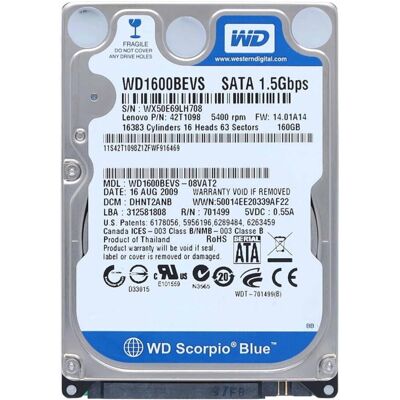 Disque Dur 160gb Western Digital Sata 2,5 \" Wd1600bevs Interne Laptop Notebook_ - Publicité Disque Dur 160gb Western Digital Sata 2,5 \" Wd1600bevs Interne Laptop Notebook_ - Publicité