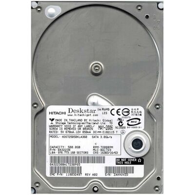 Hitachi Disque Dur Hitach Hdd 500gb 3,5\" Sata Interne Pour Ordinateur Fixe Dvr - Publicité Hitachi Disque Dur Hitach Hdd 500gb 3,5\" Sata Interne Pour Ordinateur Fixe Dvr - Publicité