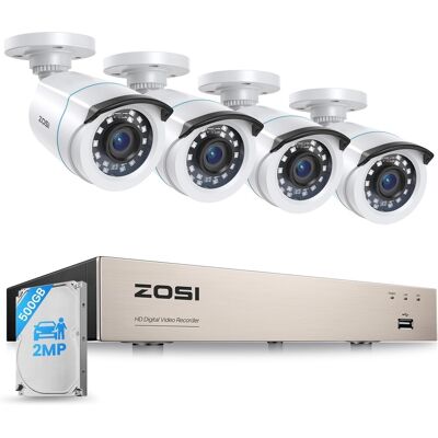 Zosi Hd H.265+ 8ch Dvr 1080p Avec 4 Caméra De Surveillance 2mp Alarme Maison - Publicité Zosi Hd H.265+ 8ch Dvr 1080p Avec 4 Caméra De Surveillance 2mp Alarme Maison - Publicité
