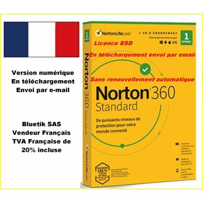 Symantec Norton 360 Standard 2023 - 1 Appareil - Renouvellement automatique - Publicité Symantec Norton 360 Standard 2023 - 1 Appareil - Renouvellement automatique - Publicité
