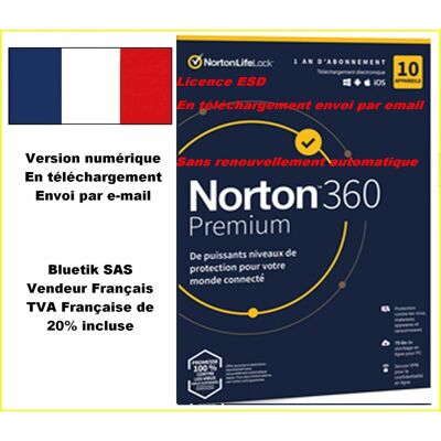 Symantec Norton 360 Premium 2023 - 10 Appareils - 1 An - Renouvellement Automatique - Publicité Symantec Norton 360 Premium 2023 - 10 Appareils - 1 An - Renouvellement Automatique - Publicité