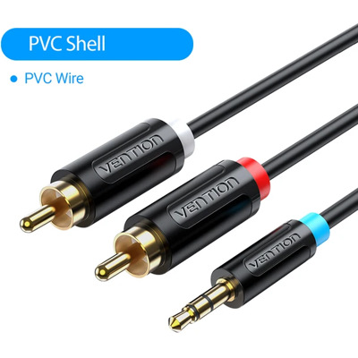Vention Câble Aux Audio Jack 3.5mm Stéréo Vers Prise Adaptateur Rca Mâles Auxiliaire - Publicité Vention Câble Aux Audio Jack 3.5mm Stéréo Vers Prise Adaptateur Rca Mâles Auxiliaire - Publicité