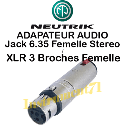 Adaptateur Xlr Femelle 3 Broches Vers Jack 6.35 Femelle Stereo Neutrik Na3fj - Publicité Adaptateur Xlr Femelle 3 Broches Vers Jack 6.35 Femelle Stereo Neutrik Na3fj - Publicité