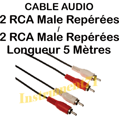 Câble 2 Rca Mâle Vers 2 Rca Mâle Fiches Surmoulées Longeur 5 Métres - Publicité Câble 2 Rca Mâle Vers 2 Rca Mâle Fiches Surmoulées Longeur 5 Métres - Publicité
