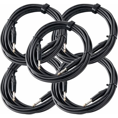 Pronomic 5x Professionnel Câble Audio Jack 6.35 Mm (1/4'') Pour Guitare Mâle Mono 6m Noir - Publicité Pronomic 5x Professionnel Câble Audio Jack 6.35 Mm (1/4'') Pour Guitare Mâle Mono 6m Noir - Publicité