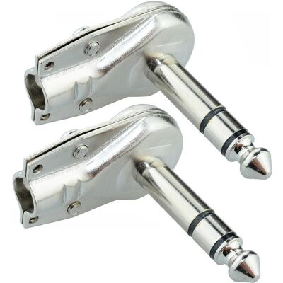 Switch Electronics 2 X 6.35mm Fiche Jack Stéréo 3 Pôles Angle Droit Argent - Publicité Switch Electronics 2 X 6.35mm Fiche Jack Stéréo 3 Pôles Angle Droit Argent - Publicité