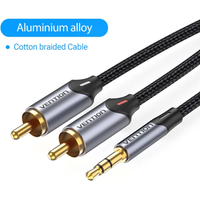 Vention Câble Aux Audio Jack 3.5mm Stéréo Vers Prise Adaptateur Rca Mâles Auxiliaire - Publicité Vention Câble Aux Audio Jack 3.5mm Stéréo Vers Prise Adaptateur Rca Mâles Auxiliaire - Publicité