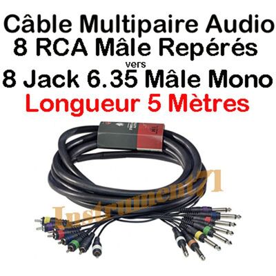 1 Multipaire Audio 8 Jack 6,35 Mâle Mono Mâle Vers 8 Rca Mâle Long 5 Métres - Publicité 1 Multipaire Audio 8 Jack 6,35 Mâle Mono Mâle Vers 8 Rca Mâle Long 5 Métres - Publicité