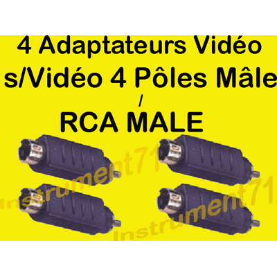 4 Adaptateurs S/vidéo Mâle Vers Rca Mâle Fiches Surmoulées Capot Plastique - Publicité 4 Adaptateurs S/vidéo Mâle Vers Rca Mâle Fiches Surmoulées Capot Plastique - Publicité