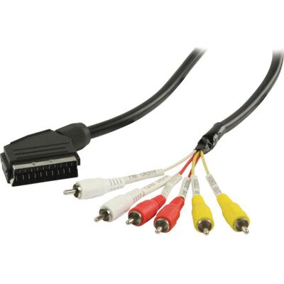 Valueline Câble Rca Péritel Avec Adaptateur Péritel Mâle 6 Rca Mâles 2.00 M Noir - Publicité Valueline Câble Rca Péritel Avec Adaptateur Péritel Mâle 6 Rca Mâles 2.00 M Noir - Publicité