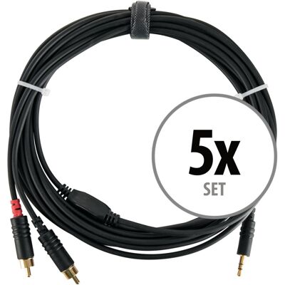 Pronomic 5x 6m Cable Audio Stereo Jack 3,5mm Vers 2x Rca Phono Mâle Connectique Audio Pa - Publicité Pronomic 5x 6m Cable Audio Stereo Jack 3,5mm Vers 2x Rca Phono Mâle Connectique Audio Pa - Publicité