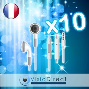 Visiodirect Lot 10 Ecouteurs Pour Iphone 4 Couleur Blanc Avec Microphone Et Contrôle Volume - Publicité Visiodirect Lot 10 Ecouteurs Pour Iphone 4 Couleur Blanc Avec Microphone Et Contrôle Volume - Publicité
