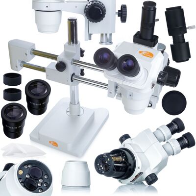 Sans Marque Microscope Stéréo Trinoculaire Andromeda Pro Msap-T-Sdms1 Sur Portique - Publicité Sans Marque Microscope Stéréo Trinoculaire Andromeda Pro Msap-T-Sdms1 Sur Portique - Publicité