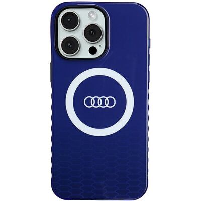 Coque Audi iPhone 15 Pro Max Logo Gros MagSafe Bleu - Publicité Coque Audi iPhone 15 Pro Max Logo Gros MagSafe Bleu - Publicité