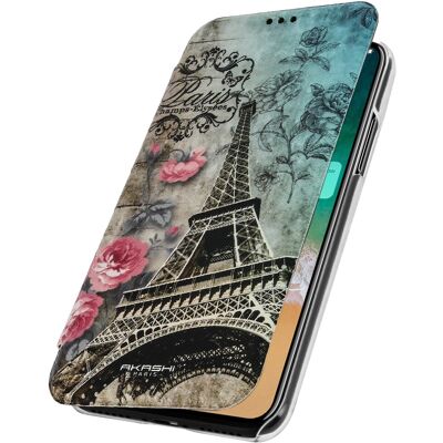 Étui portefeuille Akashi pour iPhone X / XS - Tour Eiffel - Publicité Étui portefeuille Akashi pour iPhone X / XS - Tour Eiffel - Publicité