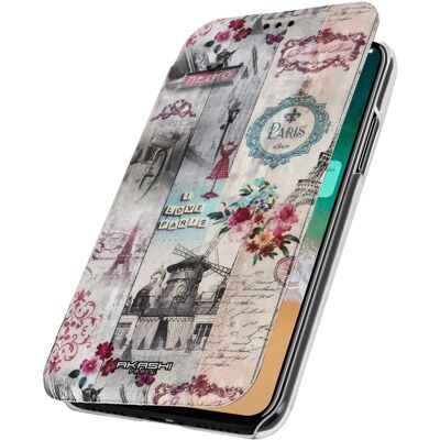 Etui portefeuille Akashi iPhone X / XS - Cuir écologique Paris d'Antan - Publicité Etui portefeuille Akashi iPhone X / XS - Cuir écologique Paris d'Antan - Publicité