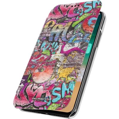 Etui porte-monnaie Akashi pour iPhone X / XS - Graffiti Multicolore - Publicité Etui porte-monnaie Akashi pour iPhone X / XS - Graffiti Multicolore - Publicité