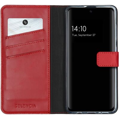 Selencia Étui Portefeuille En Cuir Véritable Pour Samsung Galaxy A51 - Rouge - Publicité Selencia Étui Portefeuille En Cuir Véritable Pour Samsung Galaxy A51 - Rouge - Publicité