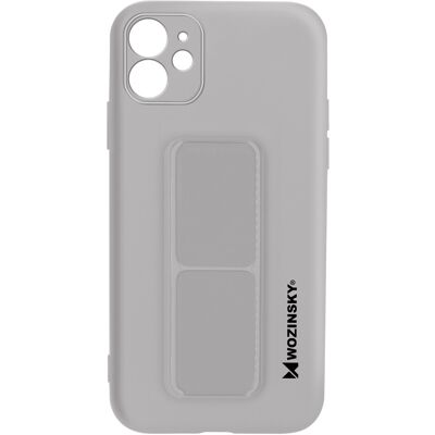 Coque en silicone gris Wozinsky pour iPhone 12 avec support - Publicité Coque en silicone gris Wozinsky pour iPhone 12 avec support - Publicité