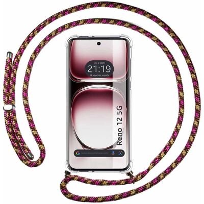 Coque Rose Antichoc avec Lanière pour Oppo Reno 12 5G - Étui Téléphone - Publicité Coque Rose Antichoc avec Lanière pour Oppo Reno 12 5G - Étui Téléphone - Publicité