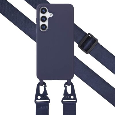 Selencia Coque Silicone Avec Cordon Amovible Pour Samsung Galaxy S25 - Bleu Fonc - Publicité Selencia Coque Silicone Avec Cordon Amovible Pour Samsung Galaxy S25 - Bleu Fonc - Publicité