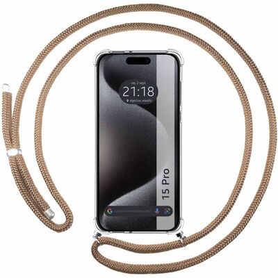 Coque antichocs pour iPhone 15 Pro (6.1) avec cordon Camel - Publicité Coque antichocs pour iPhone 15 Pro (6.1) avec cordon Camel - Publicité