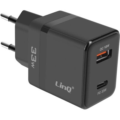 Chargeur Mur LinQ USBC 33W + USB 18W - Chargeur Murale - Publicité Chargeur Mur LinQ USBC 33W + USB 18W - Chargeur Murale - Publicité