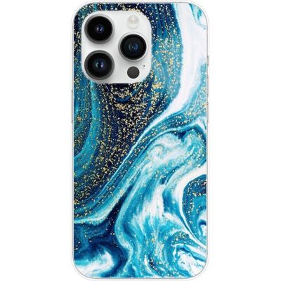 1001coques - iPhone 15 Pro - Bleu Marbre Pailleté - Publicité 1001coques - iPhone 15 Pro - Bleu Marbre Pailleté - Publicité