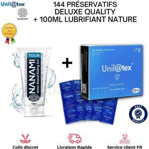 Nanami + Unilatex 144 Préservatifs + Lubrifiant Gel 100ml Fin Nature Ce Capote Homme Sex Condom - Publicité Nanami + Unilatex 144 Préservatifs + Lubrifiant Gel 100ml Fin Nature Ce Capote Homme Sex Condom - Publicité