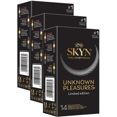 Skyn - Unknown Pleasures - Sans Latex - 3x14 Condoms - Publicité Skyn - Unknown Pleasures - Sans Latex - 3x14 Condoms - Publicité