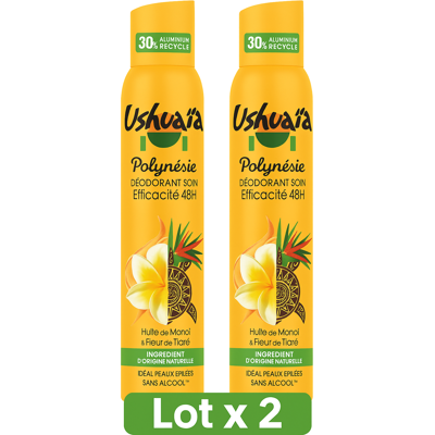 Lot 2 Déodorants Ushuaïa Polynésie Huile De Monoï & Fleur De Tiaré 2 X 200ml - Publicité Lot 2 Déodorants Ushuaïa Polynésie Huile De Monoï & Fleur De Tiaré 2 X 200ml - Publicité
