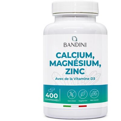 Bandini Calcium Magnésium Zinc Vitamine D3 + K2 Mk7 400 Comprimés - Publicité Bandini Calcium Magnésium Zinc Vitamine D3 + K2 Mk7 400 Comprimés - Publicité